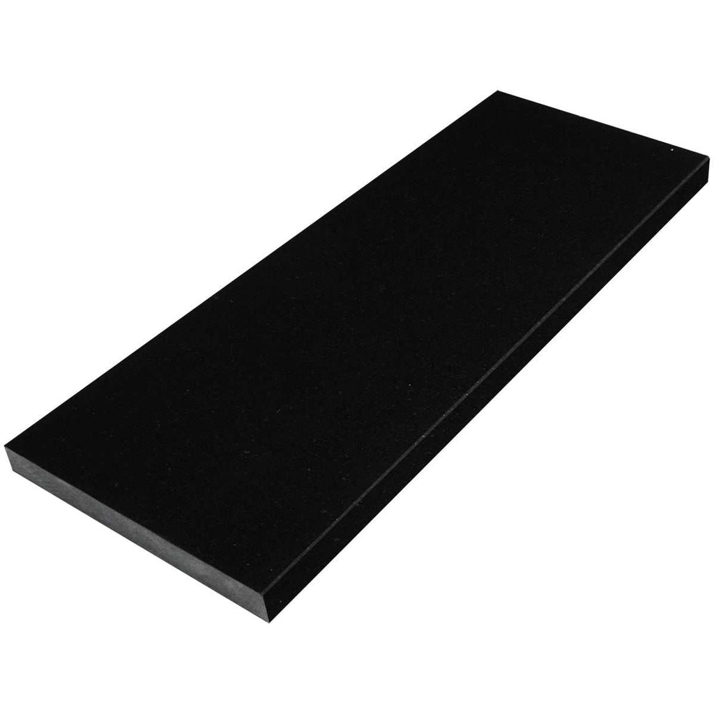 Absolute Black honed granite stone window sill with polished finish and eased bevel edge