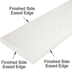 Bianco Carrara white quartz engineered stone knee wall cap with polished finish and gray veining
