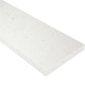 Bianco Carrara white quartz engineered stone knee wall cap with polished finish and gray veining