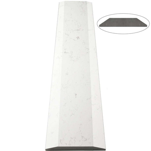 Bianco Carrara Stone white quartz ADA saddle threshold with polished finish and beveled edges for floor transitions