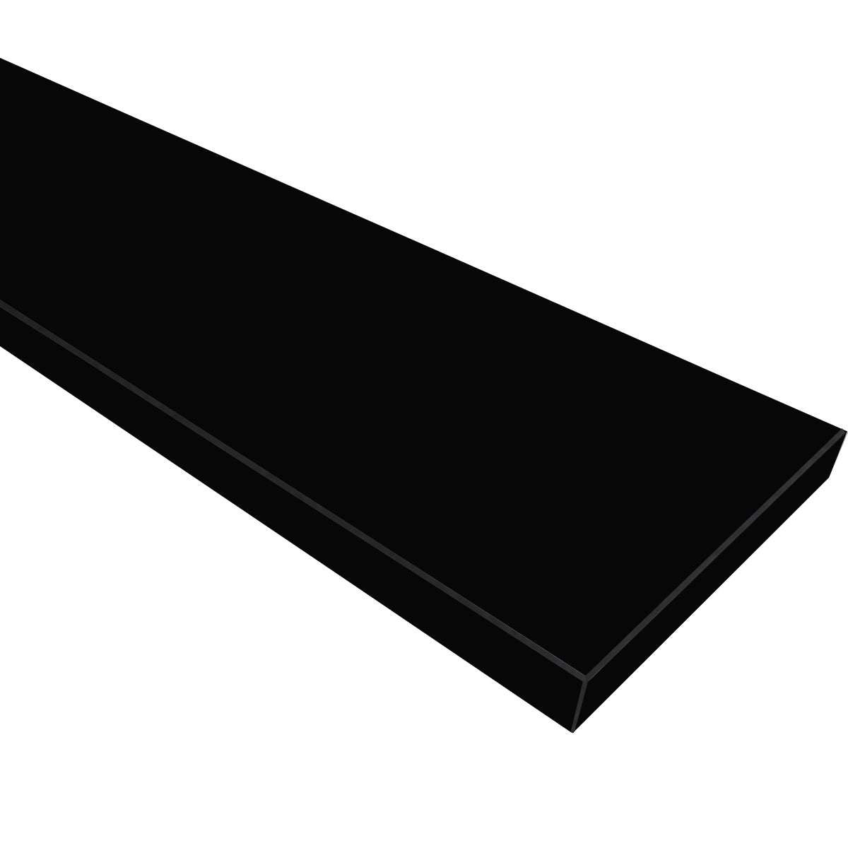 Black quartz engineered stone knee wall cap with polished black finish