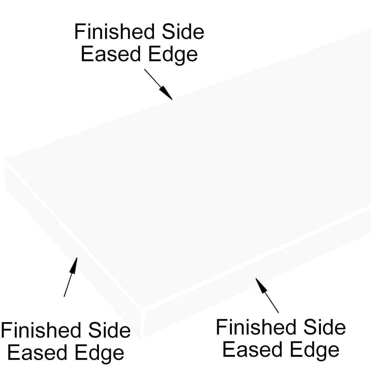 Bright white quartz engineered stone knee wall cap with polished finish and beveled edges