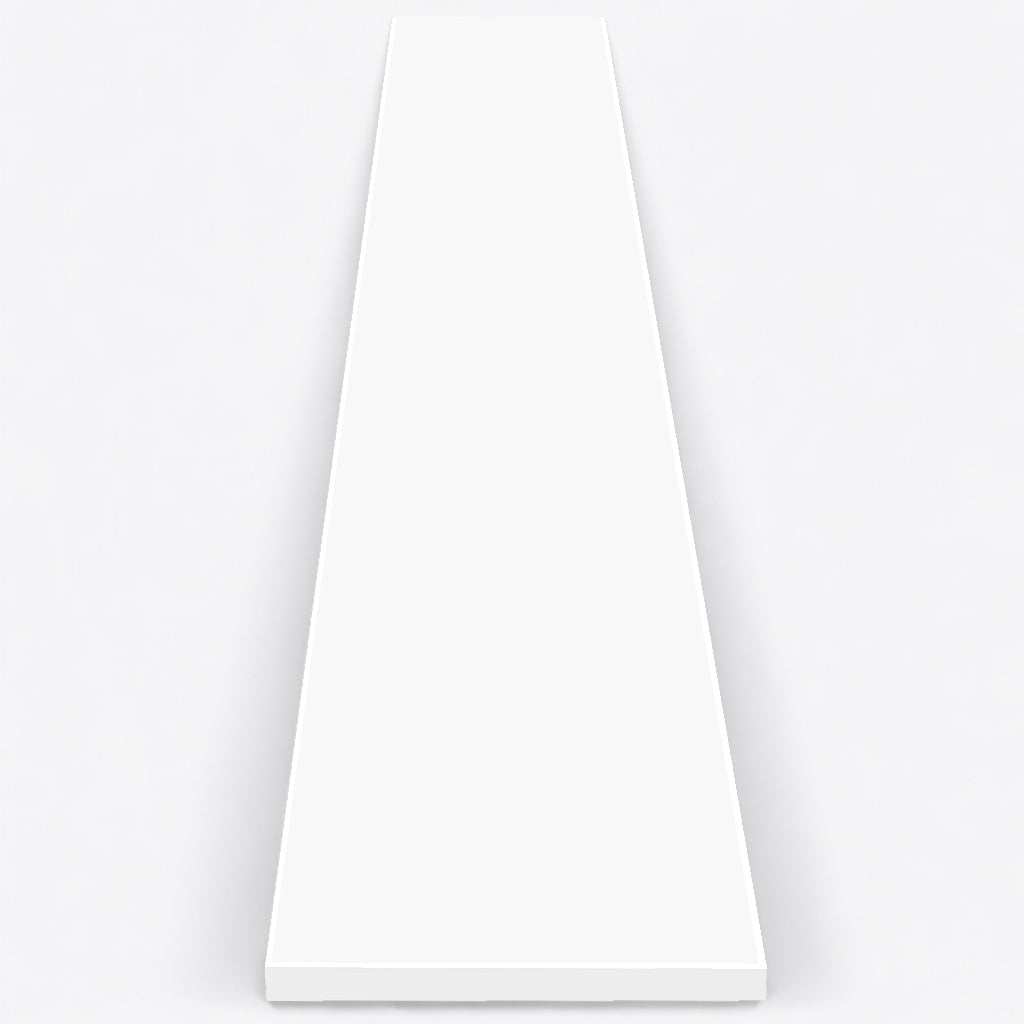 Bright white quartz engineered stone knee wall cap with polished beveled edges