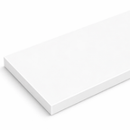 Bright white polished quartz engineered stone knee wall cap with beveled edges and 3/4 inch thickness for shower and wall protection