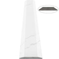 Calacata Stone white quartz ADA compliant saddle threshold with polished top and beveled edges for floor transitions