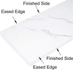 Calacata Stone white quartz engineered threshold with polished finish and beveled edges