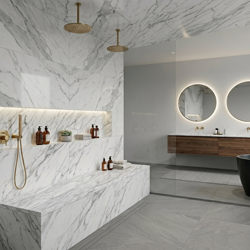 Carrara White Marble Stone Shower Bench Seat