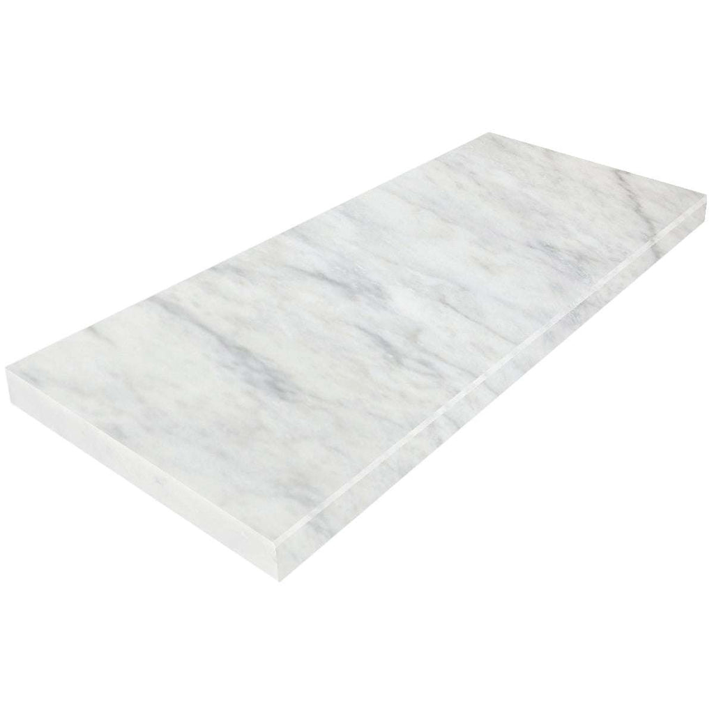 White Carrara marble stone window sill with polished or honed finish and subtle eased bevel edge