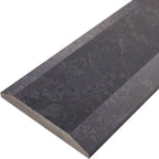 Dark grey stone quartz ADA saddle threshold with honed finish and beveled edges for floor transition