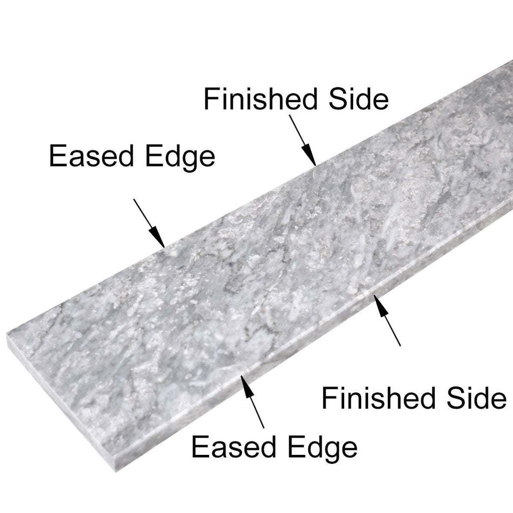 Chelsea Grey Marble Stone saddle threshold with polished grey marble finish and beveled edges