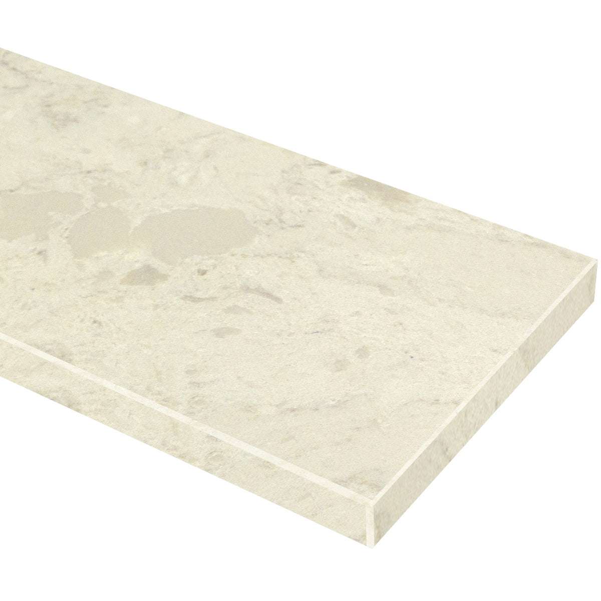 Madreperola Creamy Beige quartz knee wall cap with polished finish and subtle fossil patterns
