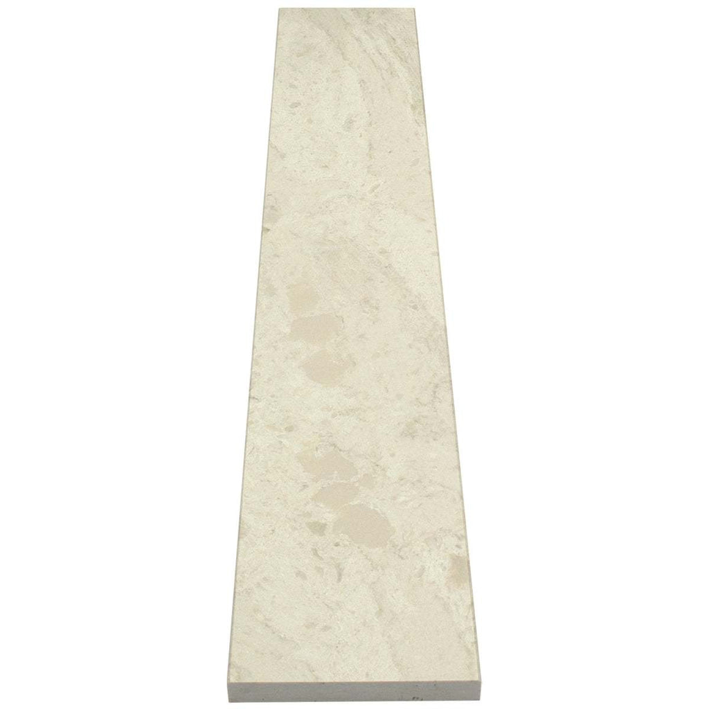 Madreperola Creamy Beige quartz stone shower curb with polished beige finish and subtle fossil patterns