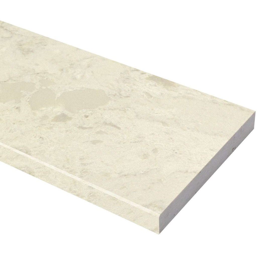 Madreperola Creamy Beige quartz engineered stone shower curb with polished finish and beige tones