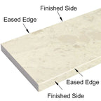 Madreperola Creamy Beige quartz stone shower curb with polished beige finish and beveled edges