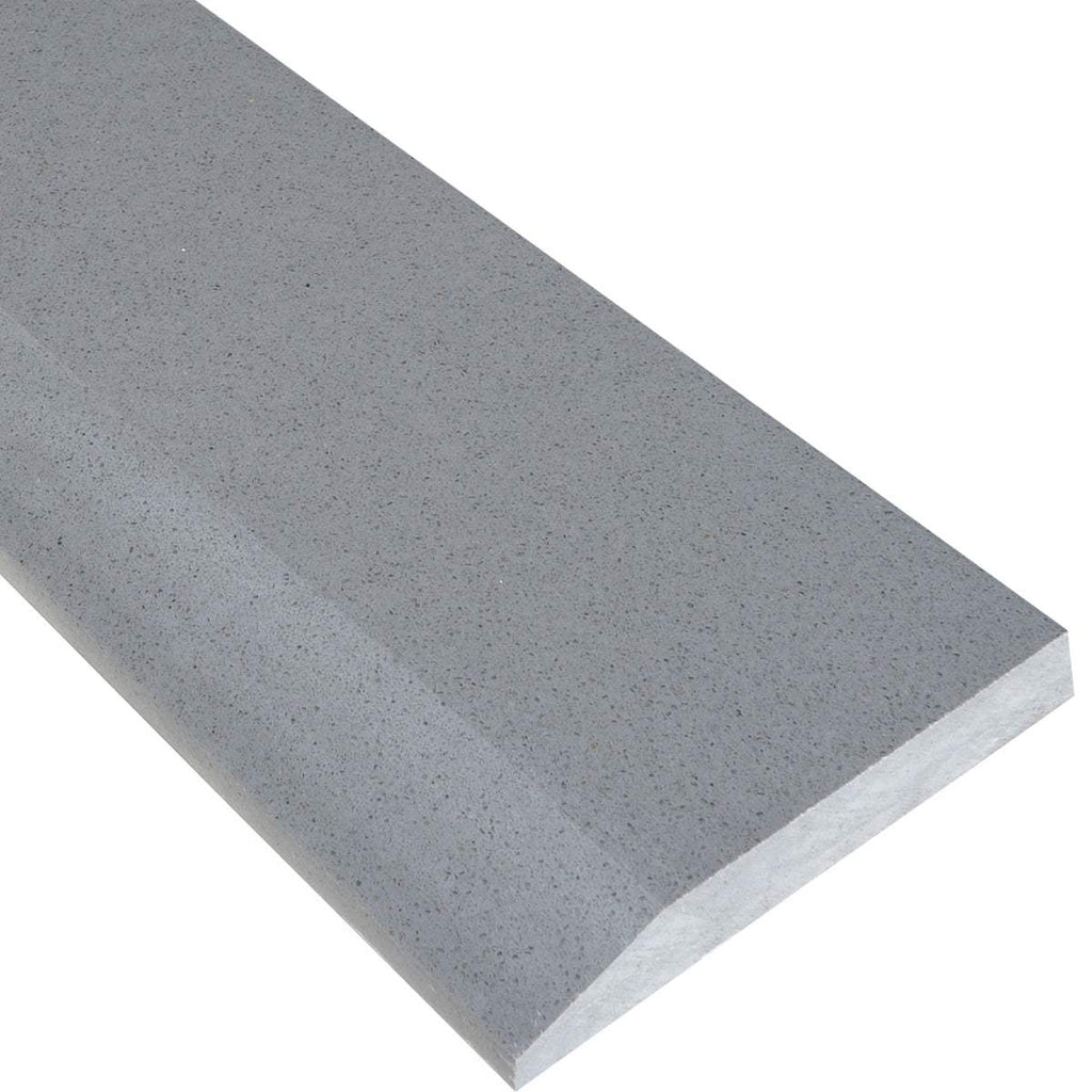 Midnight Grey Stone quartz engineered saddle threshold with polished finish and single beveled edge for smooth floor transitions