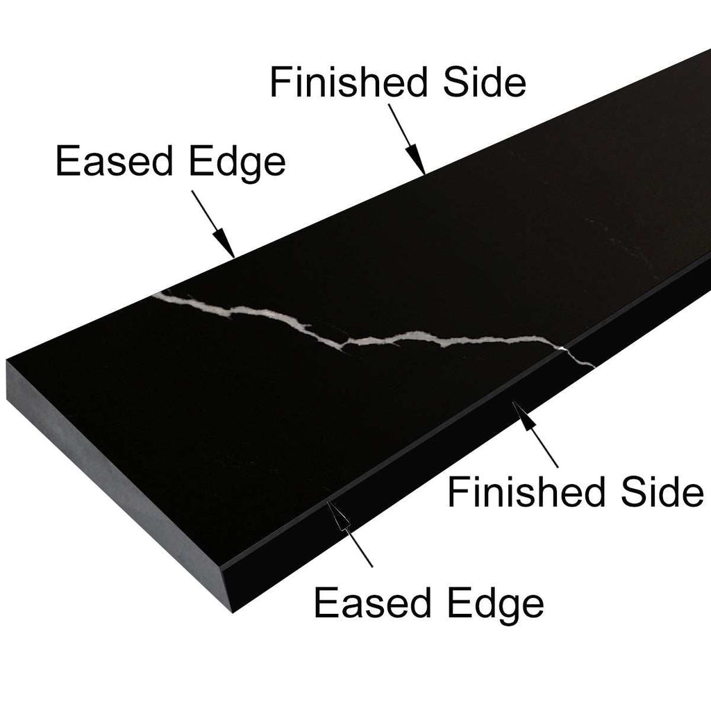 Nero Marquino Stone black quartz engineered stone saddle threshold with polished finish and white veining