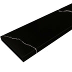 Nero Marquino Black Stone Wall Cap in polished grey quartz with bevelled edges for shower knee wall