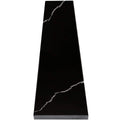 Nero Marquino Quartz Engineered Stone Saddle Threshold in polished black with white veining, 3/4 inch thickness, perfect for flooring transitions.