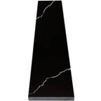 Nero Marquino Quartz Engineered Stone Saddle Threshold in polished black with white veining, 3/4 inch thickness, perfect for flooring transitions.