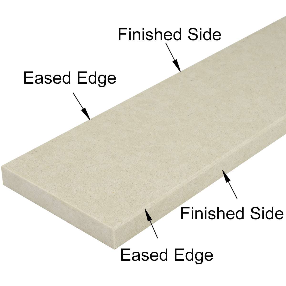 Pearl Marfil Stone polished beige quartz shower curb with beveled edges and 3/4 inch thickness