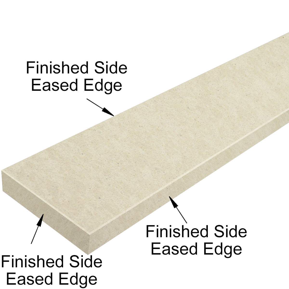 Pearl Marfil Quartz engineered stone knee wall cap in polished beige finish