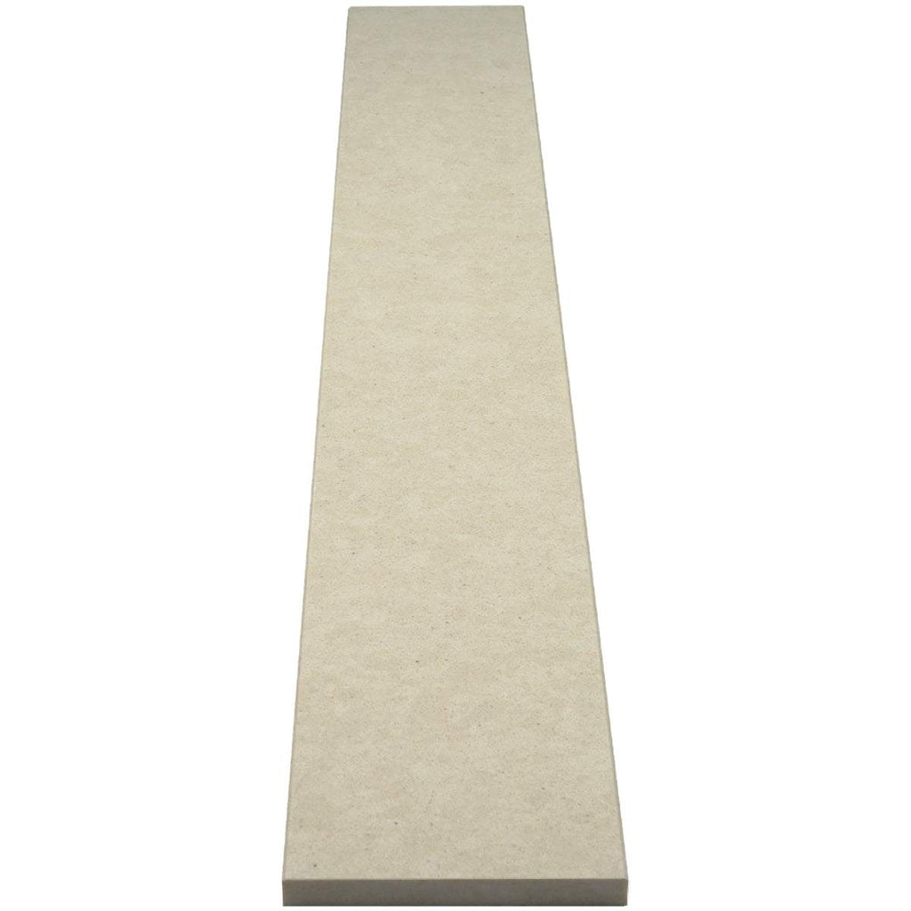 Pearl Marfil Stone beige quartz shower curb with polished finish and beveled edges