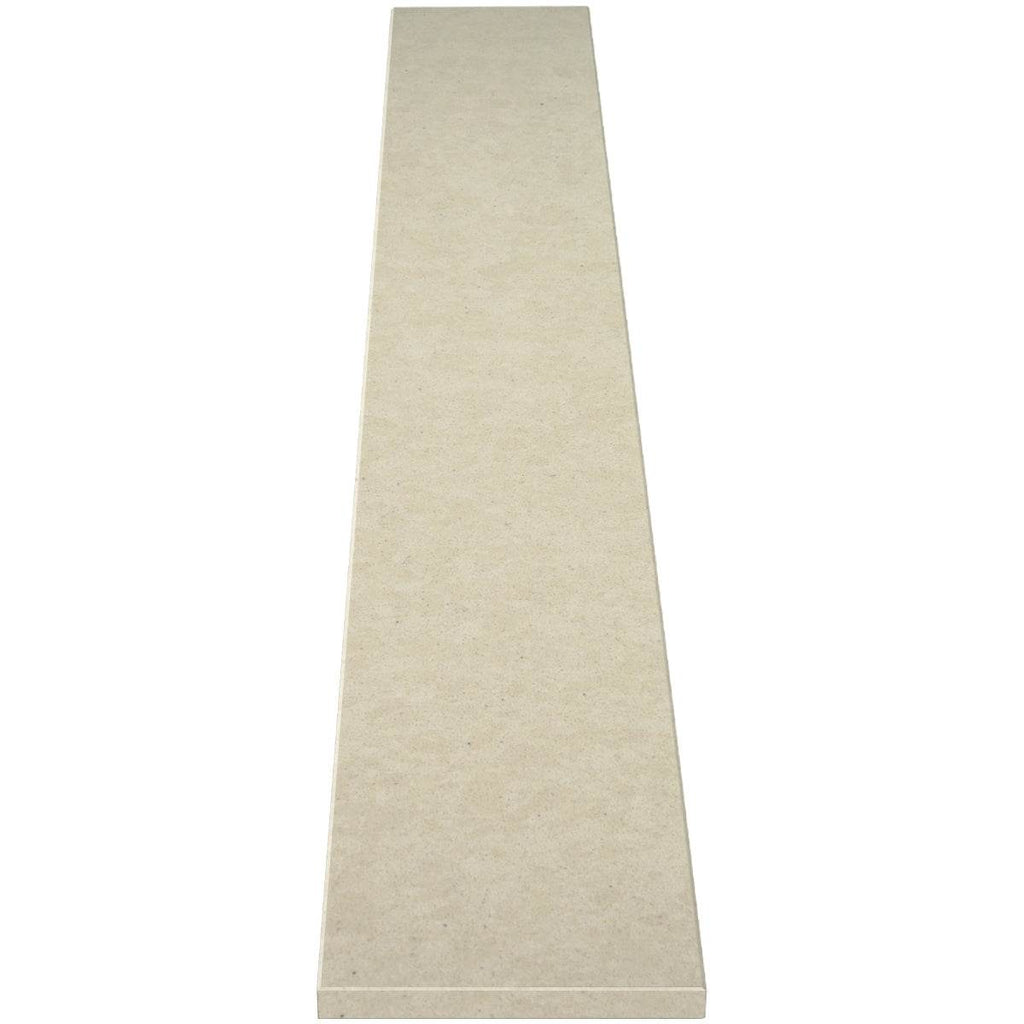 Pearl Marfil Stone beige quartz engineered knee wall cap with polished finish and bevelled edges