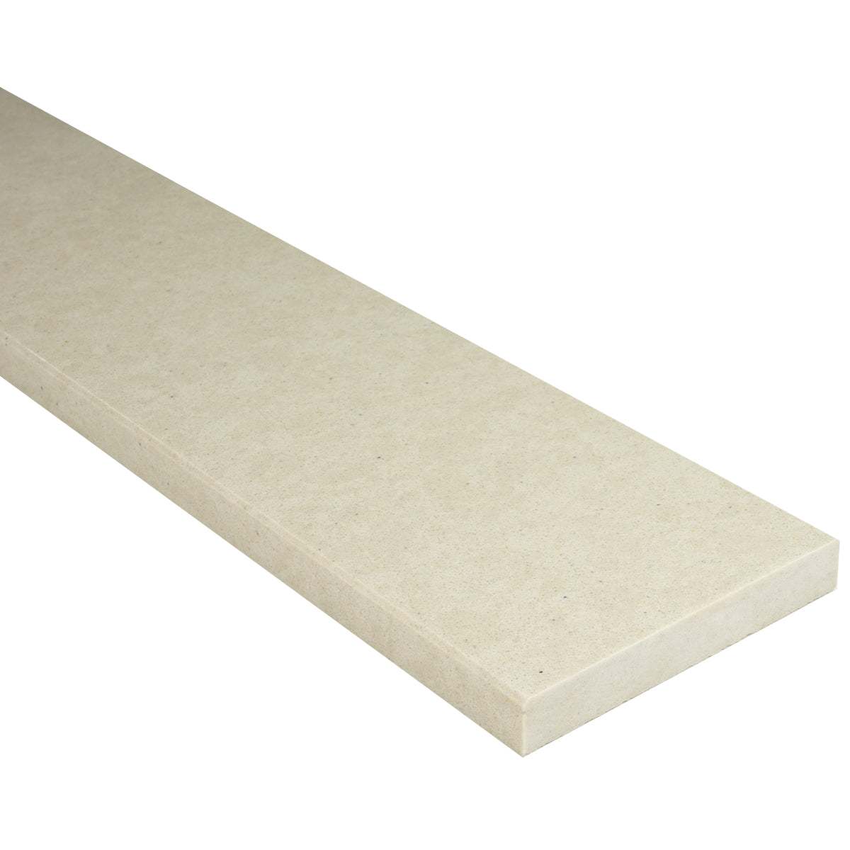 Pearl Marfil Stone beige quartz shower curb with polished finish and beveled edges