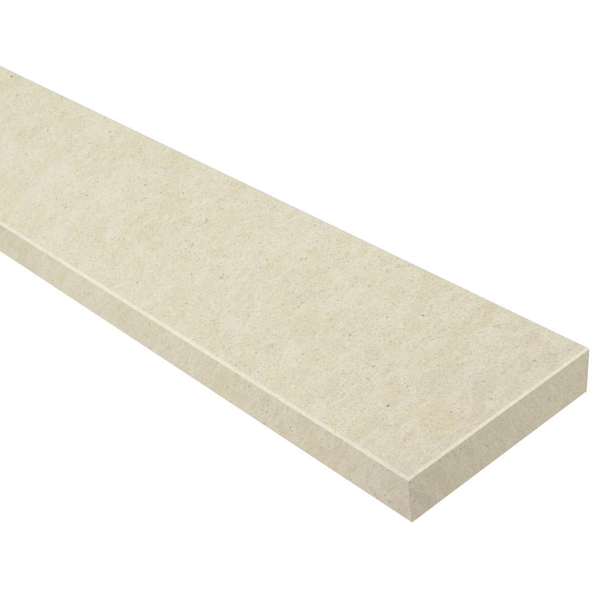 Pearl Marfil Stone beige quartz engineered knee wall cap with polished bevelled finish