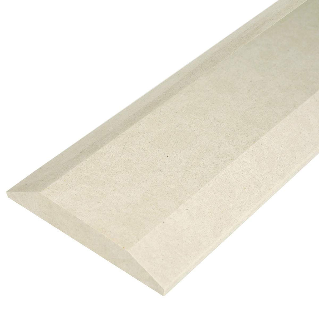 Pearl Marfil Stone beige quartz ADA saddle threshold with polished top and beveled edges for floor transitions