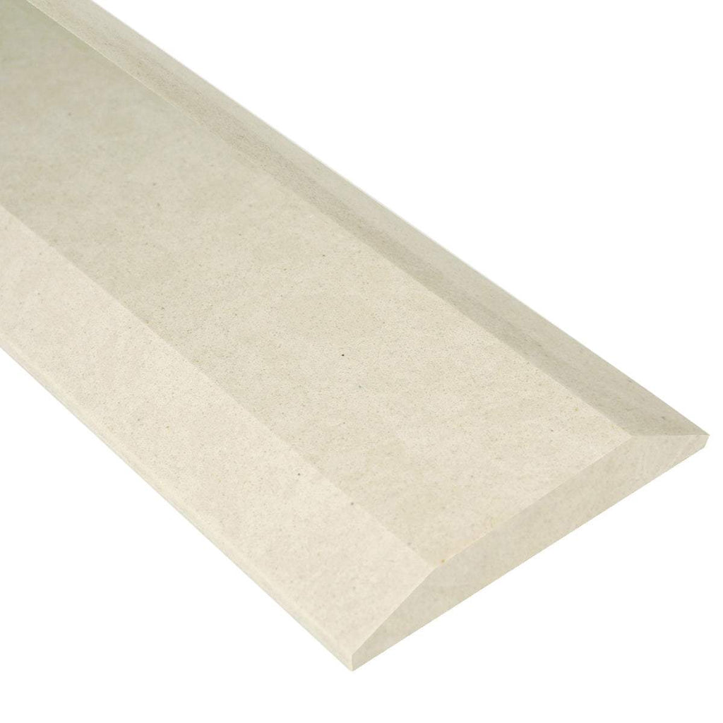 Pearl Marfil Stone ADA saddle threshold in polished beige quartz with beveled edges for floor transition