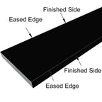 Black quartz engineered stone saddle threshold with polished finish and beveled edges