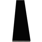 Black polished quartz black stone saddle threshold with beveled edges and 3/4 inch thickness
