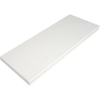 Pure white quartz engineered stone niche shelf with polished finish and beveled edge for shower storage