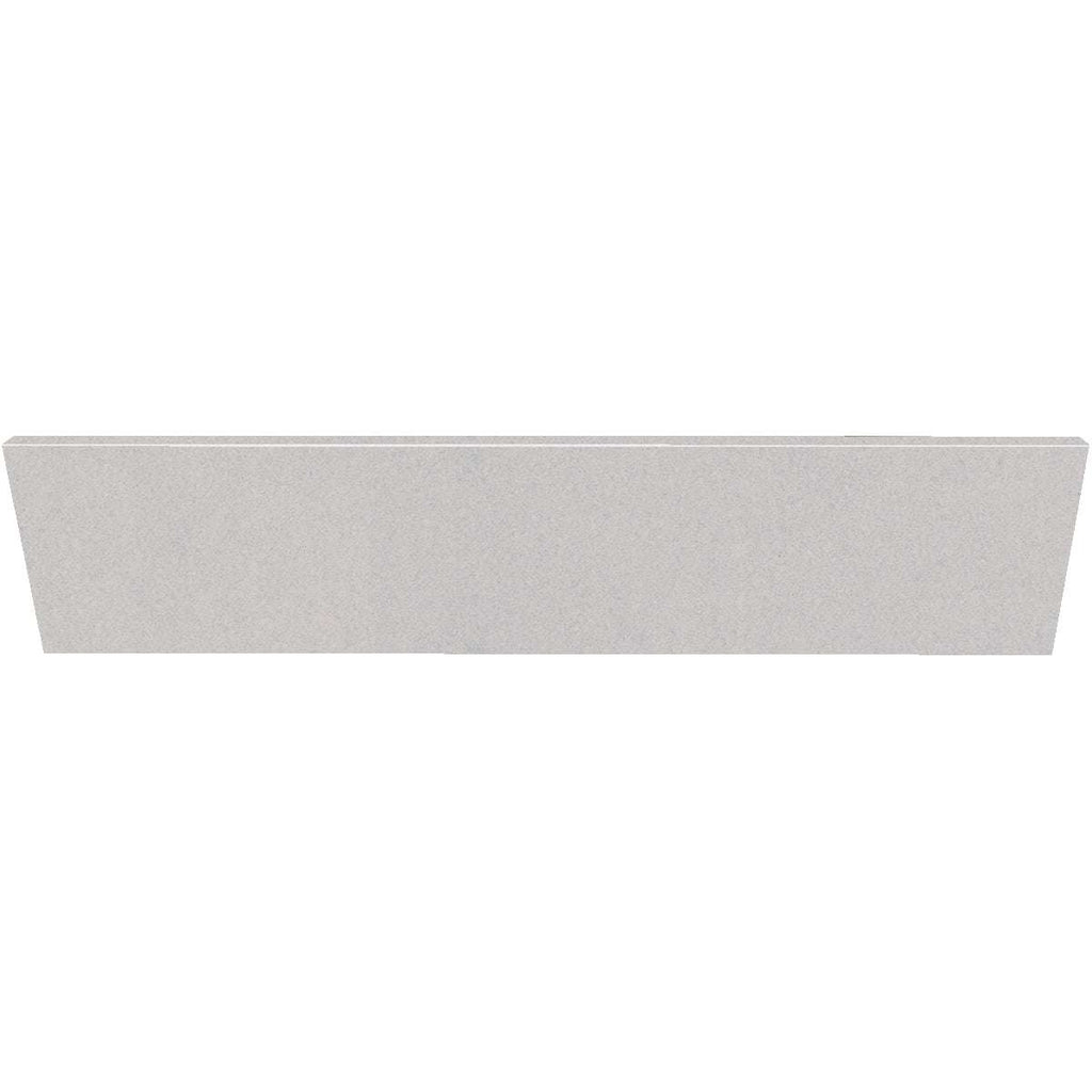 Silver grey stone quartz vanity backsplash with polished finish and bevelled edges