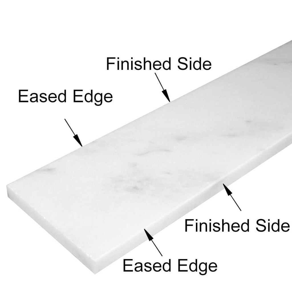 White marble stone saddle threshold with polished finish and subtle gray undertones