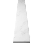 White marble saddle threshold with polished finish and subtle gray undertones for elegant floor transitions