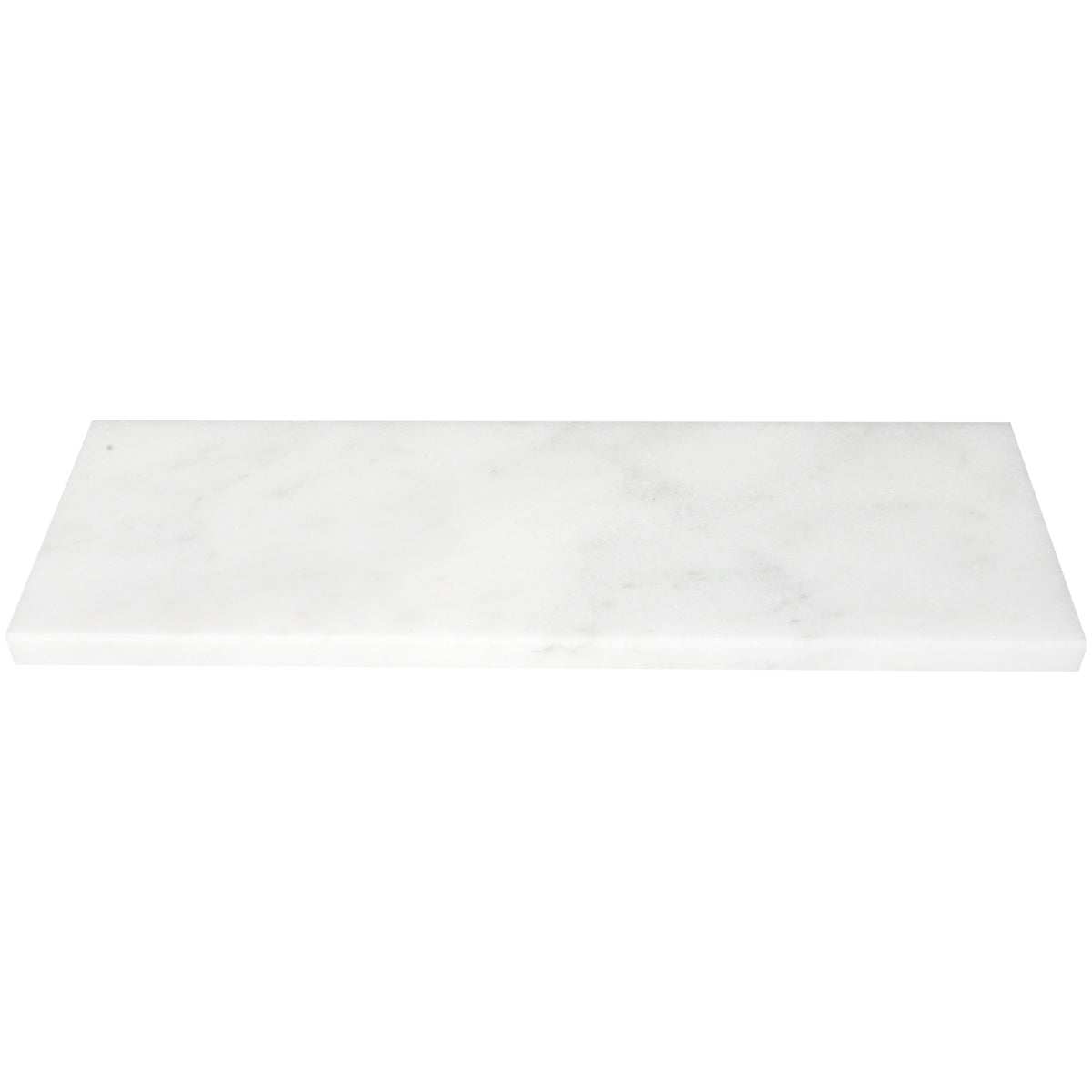 White Carrara marble stone niche shelf with polished top and beveled edge
