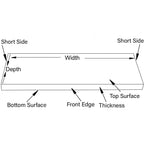 Silver grey quartz engineered stone window sill with polished finish and eased bevel edge