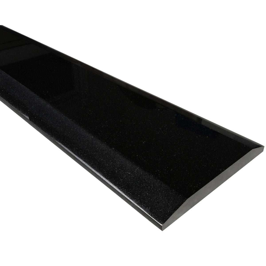 Absolute Black polished granite ADA saddle threshold with beveled edges