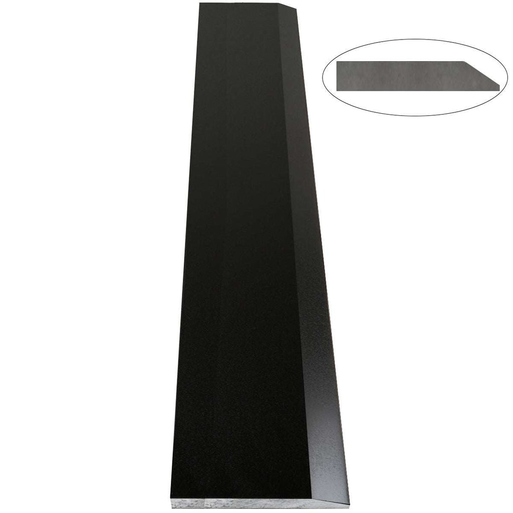Absolute Black Honed matte granite stone saddle threshold with single beveled edge for smooth floor transitions