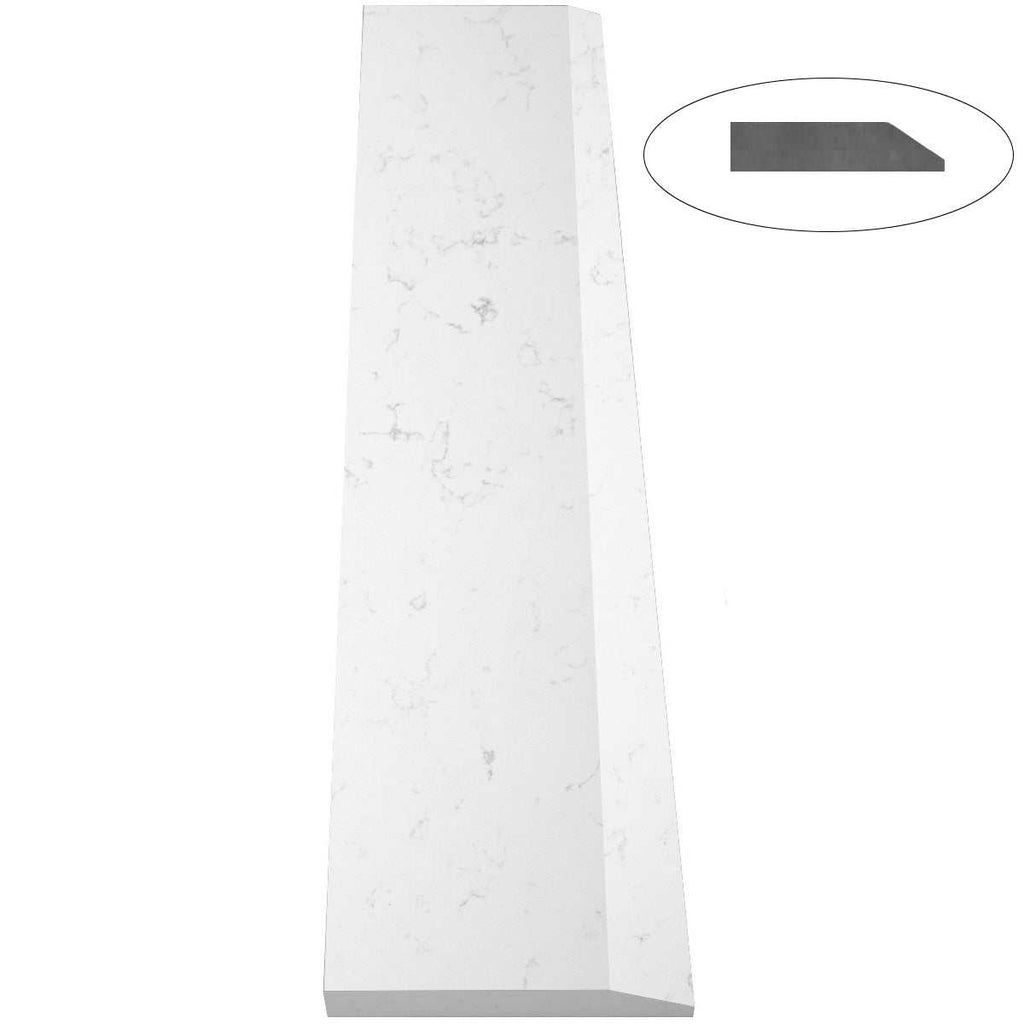 Bianco Carrara Stone quartz saddle threshold with polished white surface and gray veining