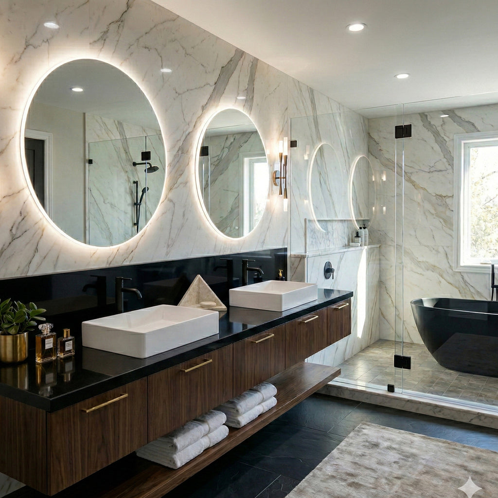 Absolute Black Granite Polished Stone Vanity Backsplash