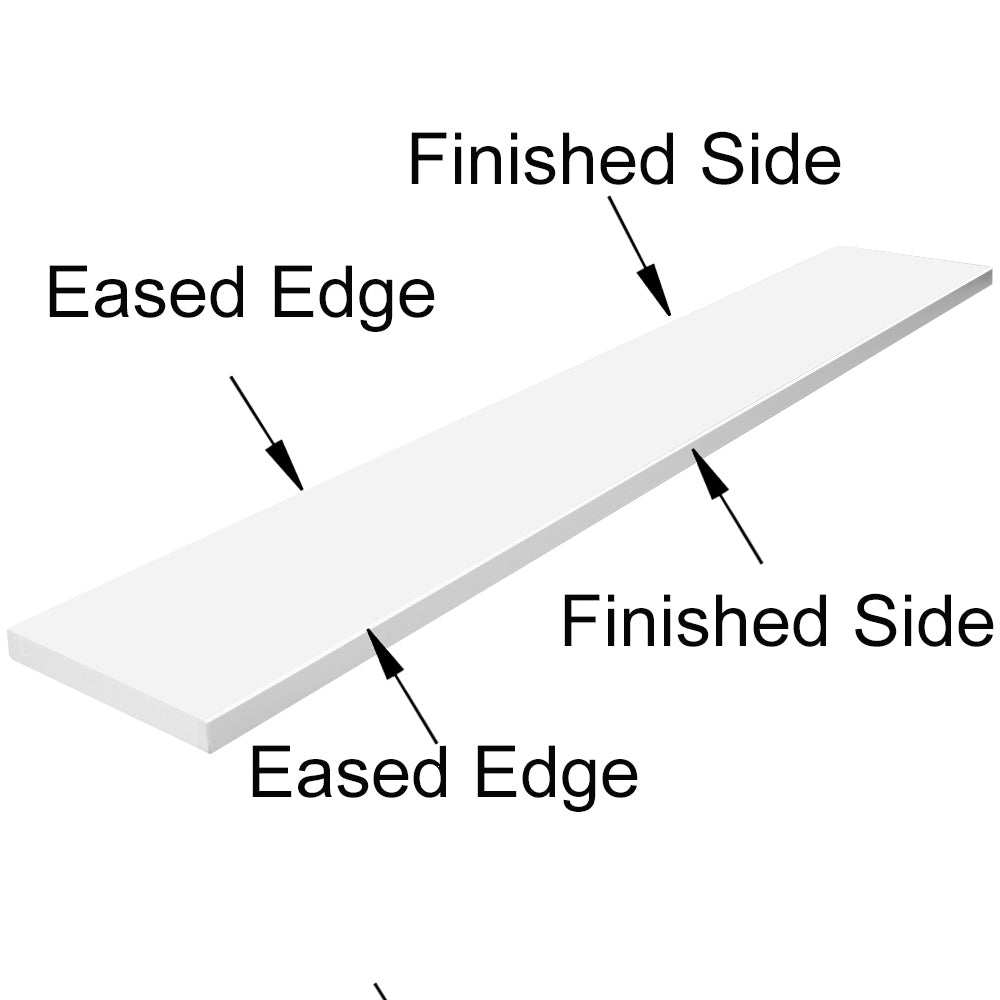 Bright white quartz engineered stone saddle threshold with polished finish and beveled edges