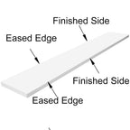 Bright white quartz engineered stone saddle threshold with polished finish and beveled edges