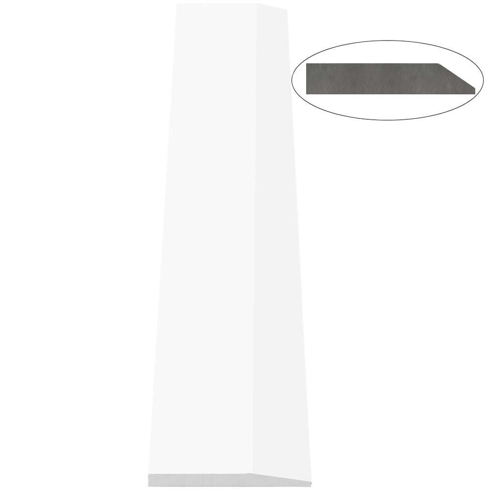 Bright white quartz engineered stone saddle threshold with polished finish and beveled edge for smooth floor transitions