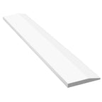 Bright white quartz engineered stone saddle threshold with polished finish and single beveled edge for smooth floor transitions