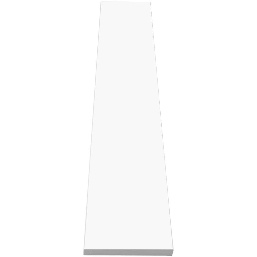 Bright white quartz engineered stone saddle threshold with polished finish and beveled edges