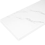 Calacata White Stone Quartz Engineered Knee Wall Cap with Polished Finish and Gray Veining