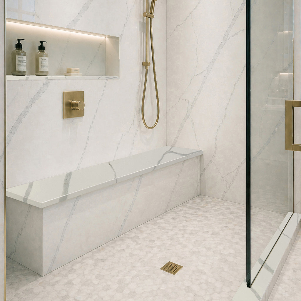 Calacatta White Stone Shower Bench Seat